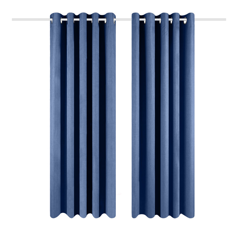 Mirso Eyelet Blackout Thermal Curtain, Width 168 x Drop 229 cm, Denim Blue