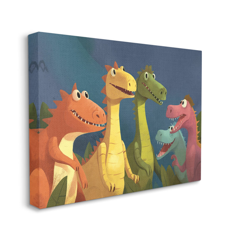 Latitude Run® Happy Dinosaur Friends Canvas Wall Art Design By Wumples, L 48 po x H 36 po