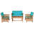 Jonanthan 4pcs Patio Solid Wood Furniture Set Conversation With Coffee Table And Cushion-197350764
