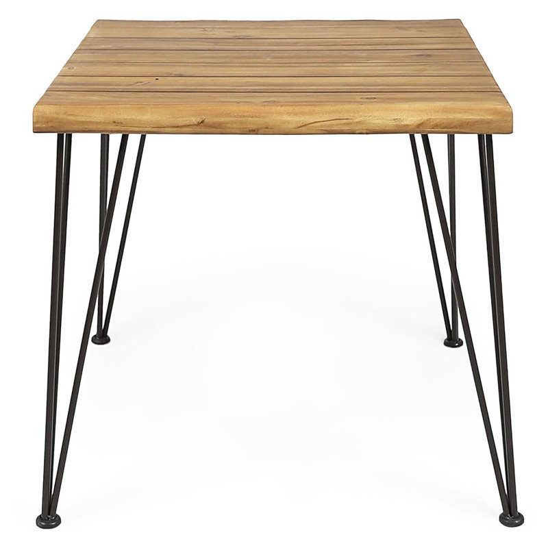 Tindley Acacia Square Solid Wood Top with Iron Base Dining Table