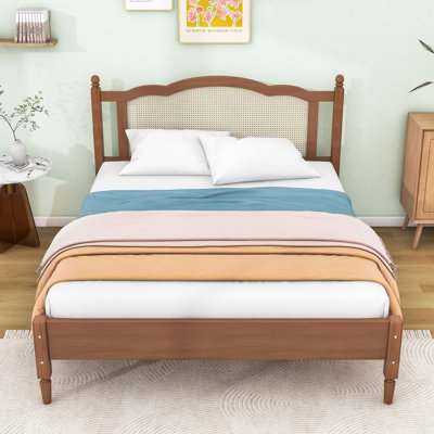 Lit plateforme en bois avec tête de lit Caylib