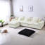 Canapé d'angle en bouclette blanche, grand canapé modulable à assise profonde, salon familial moderne-1990109076