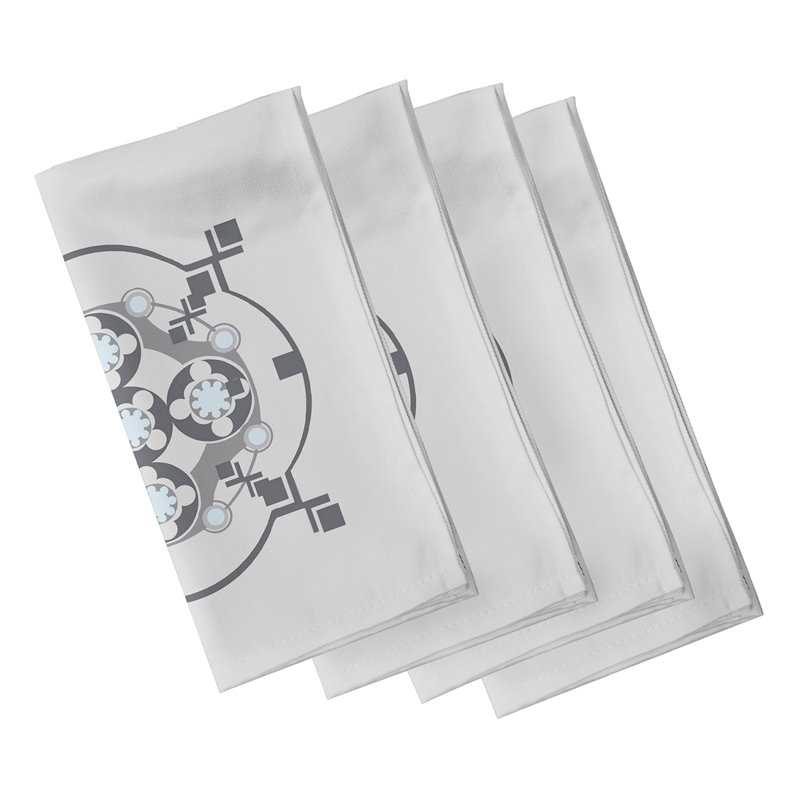 Clee Polyester Geometric Square Napkin, Grey