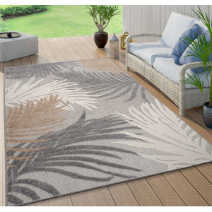Hernandez Floral Gray/Ivory/Beige Indoor & Outdoor Area Rug