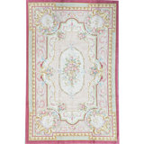 Hand-Knotted High-Quality Beige and Rose Area Rug