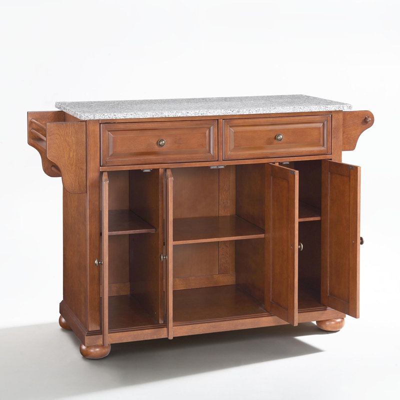 Monty Granite Top Kitchen Island, Classic Cherry