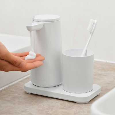 sensor pump foam + caddy + cup, white steel