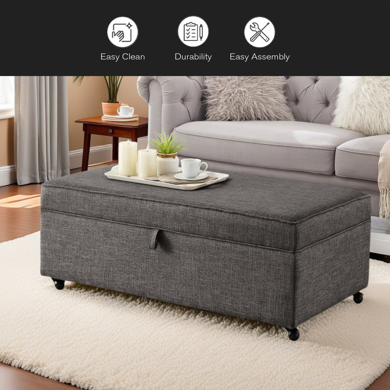 Modern Large Comfort Sofa Ottoman With Storage, Modular Sectional Storage Ottoman With Wheels For Living Room,Lounge Ottoman, Couch Storage Ottoman,Large Storage Ottoman Bench