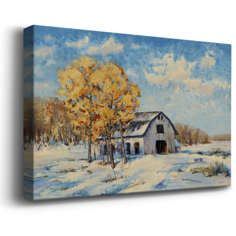 Toile tendue avec châssis d'automne de qualité supérieure - prêt à accrocher, Jaune / bleu, H 40 po x l 60 po