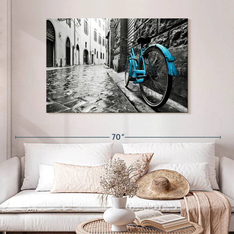 Mehar Retro Blue Bicycle, 32" H x 48" W