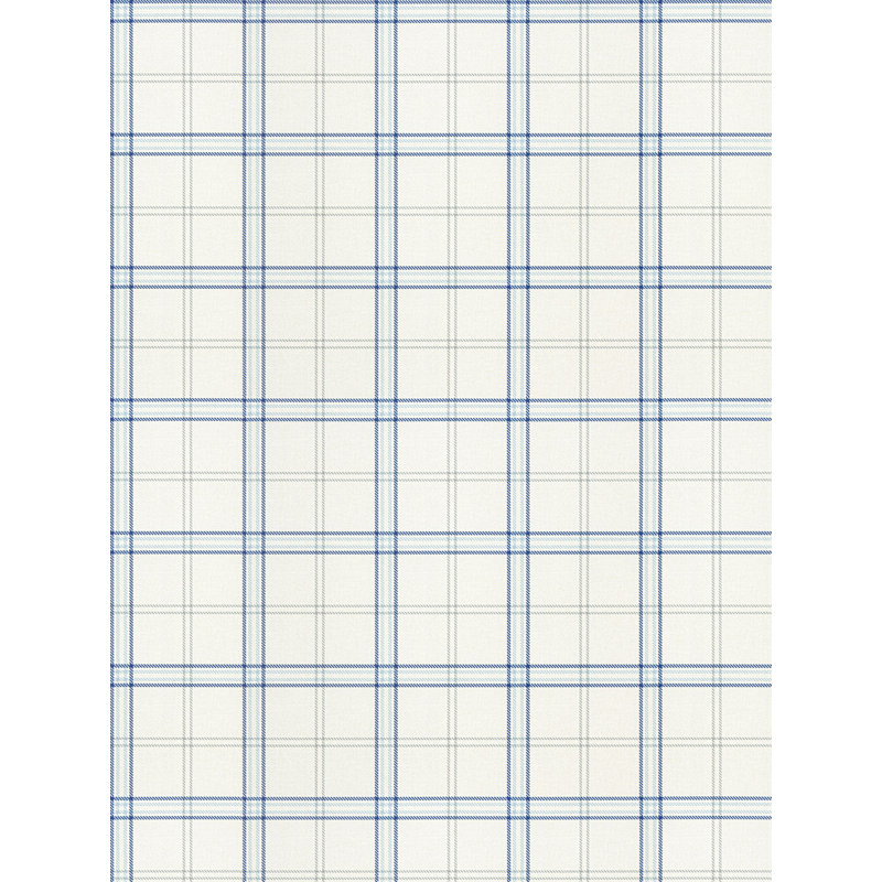 Ezra Plaid Wallcovering, Blue Jay