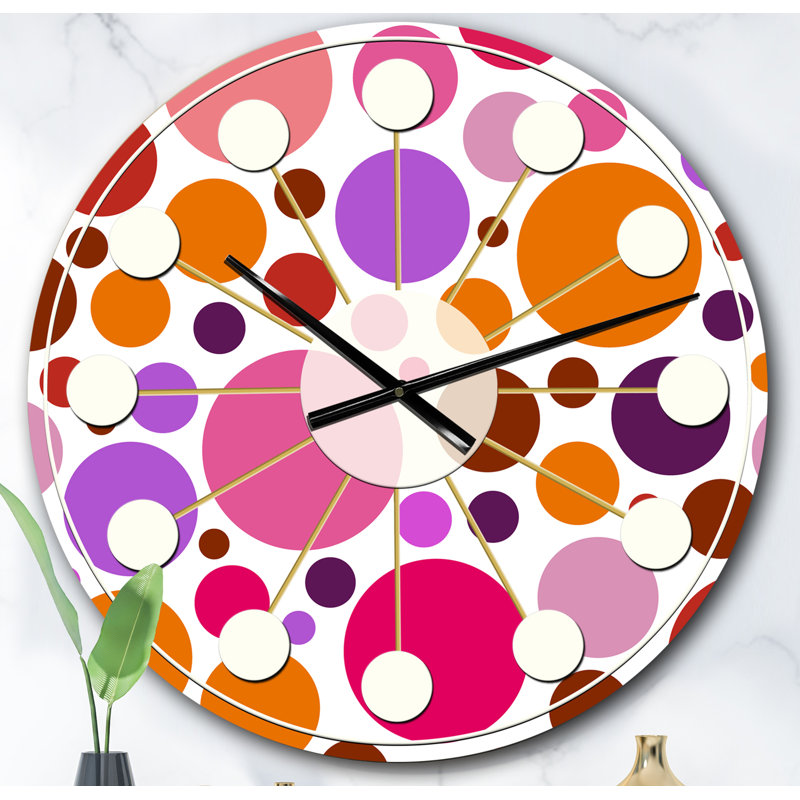 Horloge murale abstraite géométrique circulaire rétro II - Mid-Century, Surdimensionné