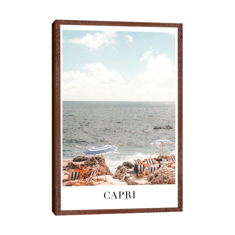 Capri Travel - Print on Canvas, Classic Brown Wood Framed, 66.04cm H x 45.72cm W x 3.81cm D