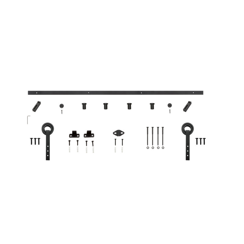 Ensemble de quincaillerie de porte de grange simple standard standard, Noir, 60 po