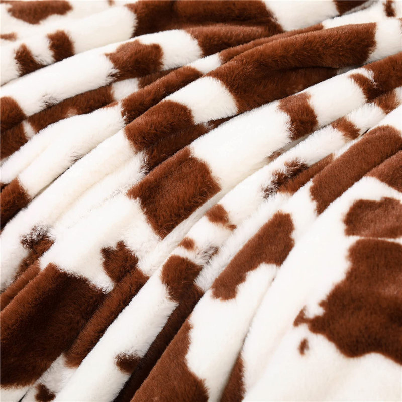  Flannel Blanket, Brown Cow Spotted, 51" W x 63" L