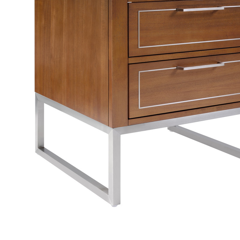 Markham 24'' W Single Vanity, Universal Calacatta Quartz, Brushed Nickel, Walnut
