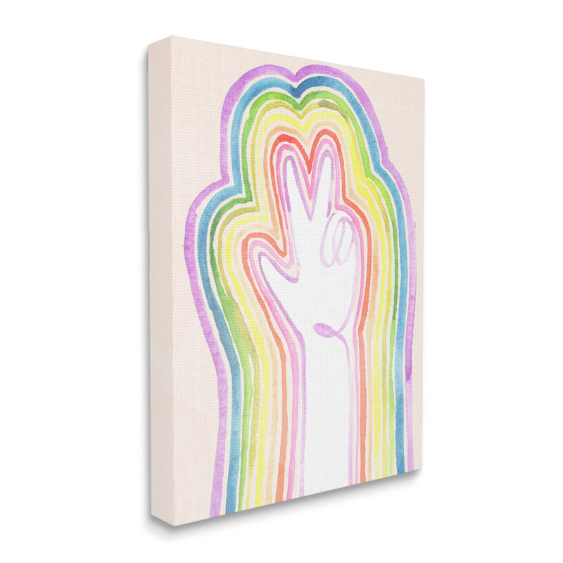«Radiant Peace Sign Rainbow Whimsical Linework» par Jennifer Paxton Parker - reproduction d'art, H 40 po x l 30 po x 1,5 po