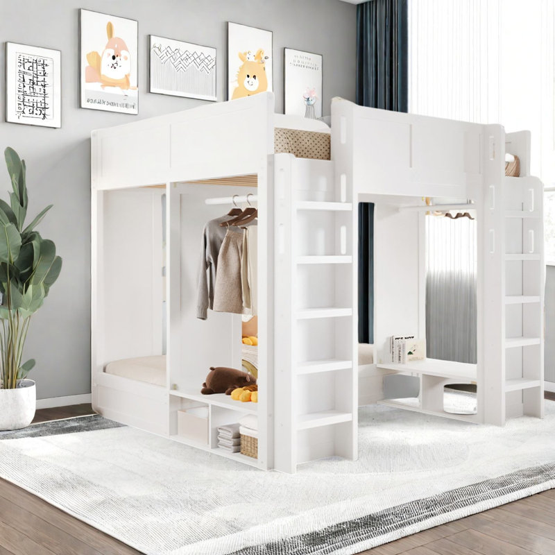 Lits en bois peu encombrants avec rangement, style moderne pour la maison