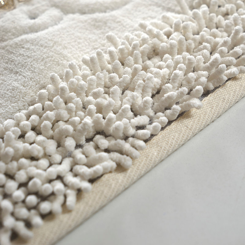 Ensemble de tapis de bain luxueux (2 pièces), couleur crème, 19,7 po x 23,6 po et 23,6 po x 39,4 po | 100% polyester, hauteur des poils de 15 mm, dessous antidérapant, antibactérien | Lavable à la machine pour un entretien facile et une durabilité à long terme