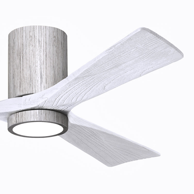 Olivier à 3 pales DEL standard avec ventilateur de plafond et ensemble d'éclairage inclus, Blanc mat, Ton bois de grange, 52"