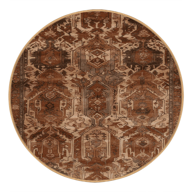Tapis brun lavable à la machine, Rond 7 pi