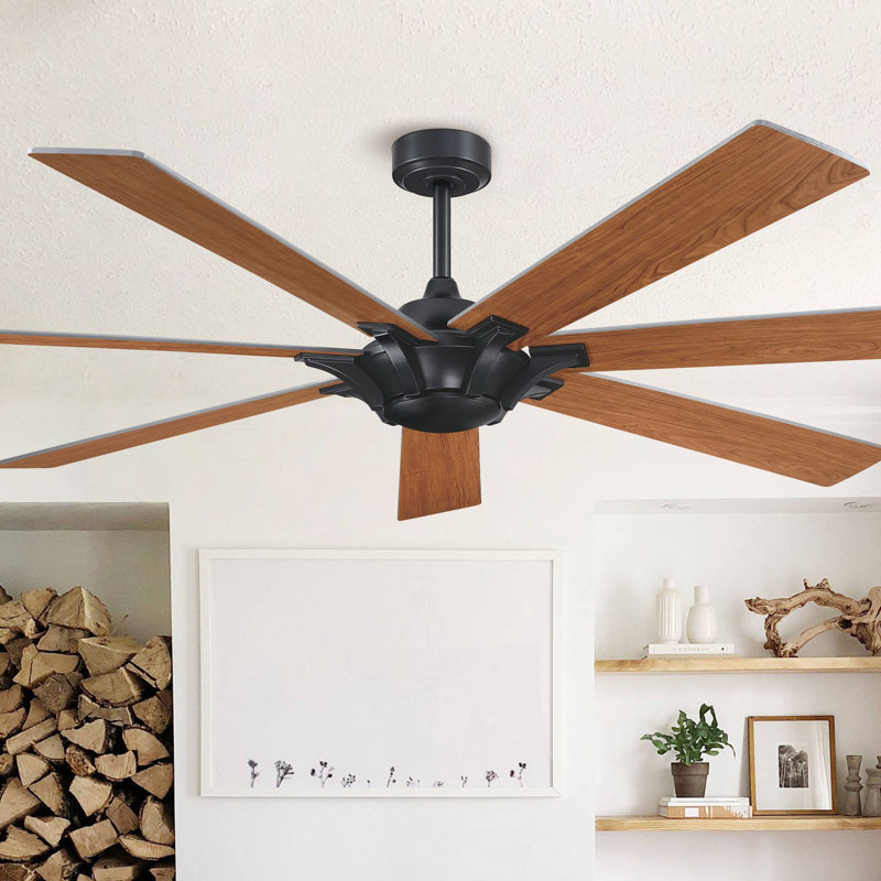 Ventilateur de plafond 72 "à 7 pales 72" sans lumières avec télécommande, Noir