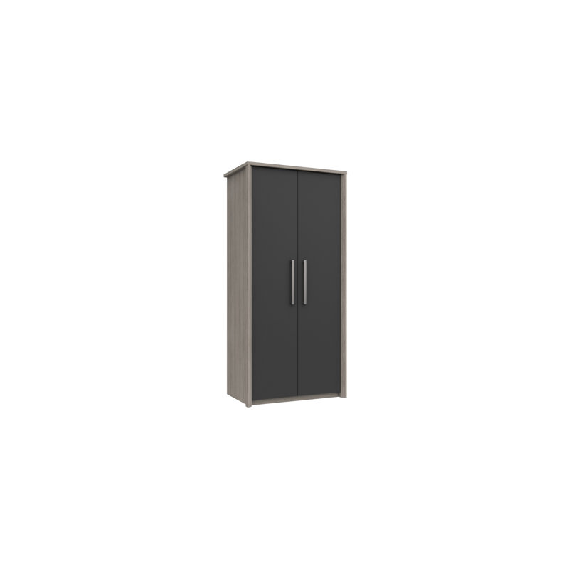 Colville 2 Door Manufactured Wood Wardrobe, Grey Oak/Graphite Gloss
