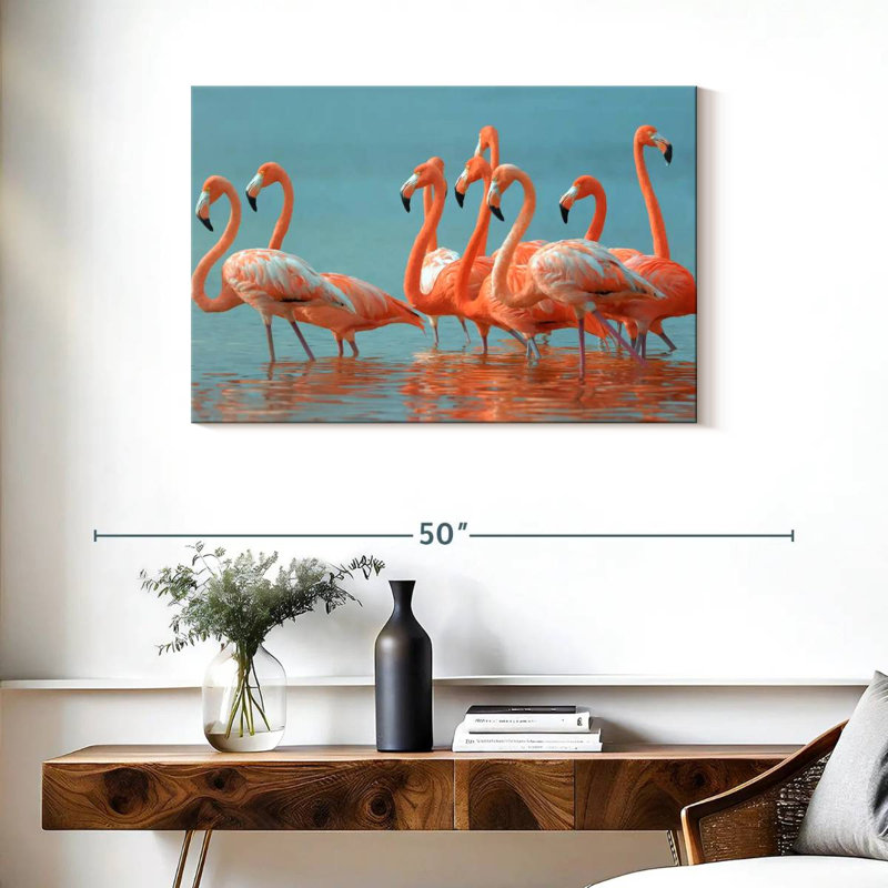 Troupeau de flamants roses, H 24 po x l 36 po
