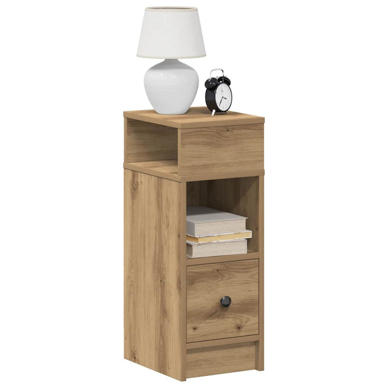Bedside Cabinets 2 Pcs With Drawer 25X31x66 Cm, Smoked Oak, 2
