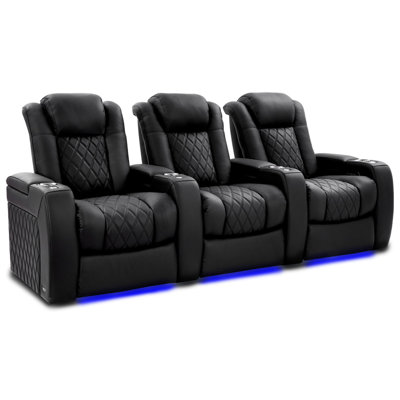 Upholstered Home Theater Seating with Cup Holder