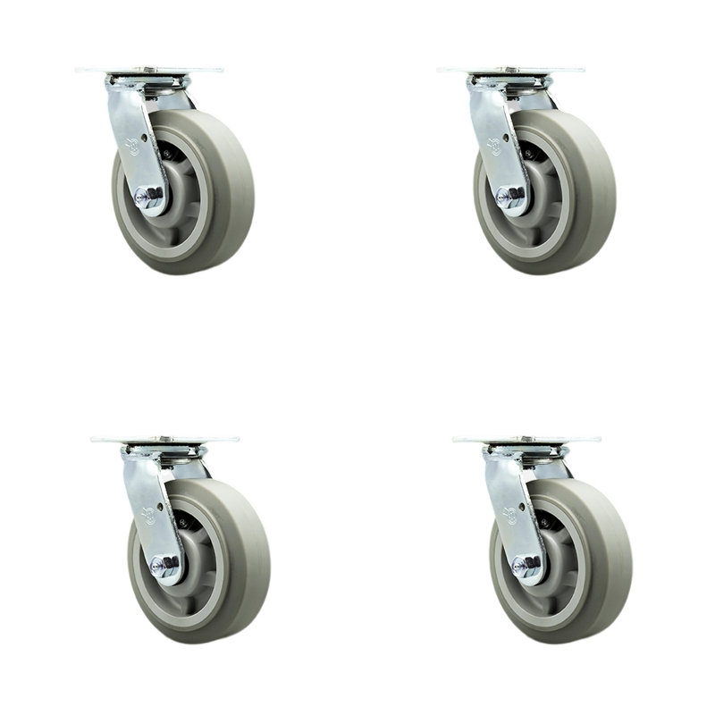 Thermoplastic Rubber Caster Set with Ball Bearing and Swivel Lock