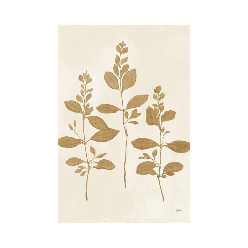 «Botanical Study IV Gold» par Julia Purinton - peinture sur toile tendue, H 40 po x l 26 po x P 1,5 po