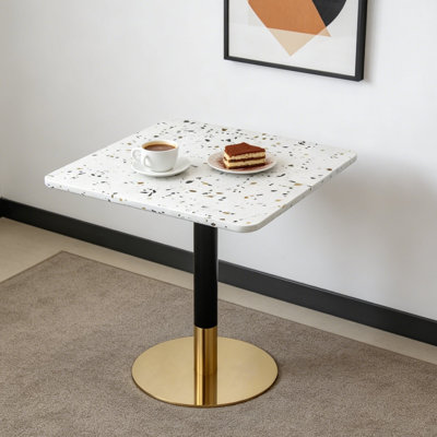 24" Commercial-Grade Square Terrazzo Table For Bakery, Café, Restaurant & Small Space