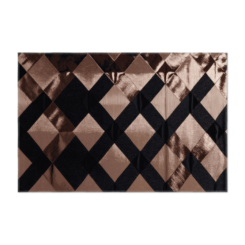 Tapis intérieur / extérieur noir à carreaux, Rectangulaire 2 pi x 3 pi