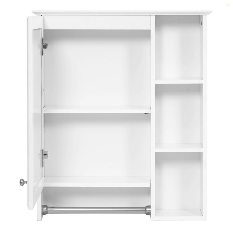 3-In-1 Bathroom Mirror Cabinet, 24-Inch Wall Mounted Medicine Cabinet With Adjustable Shelf & Tower Bar, High-Definition Mirror With Storage For Bathroom Vanity