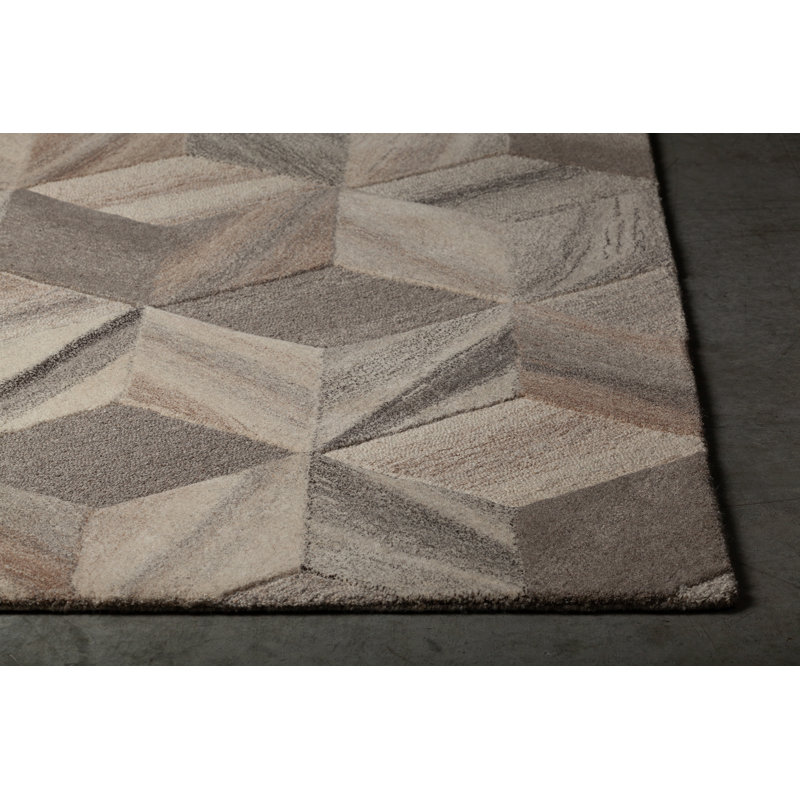 Tapis brun en laine touffeté à la main Chynia, Rectangle 7 pi 9 po x 10 pi 6 po