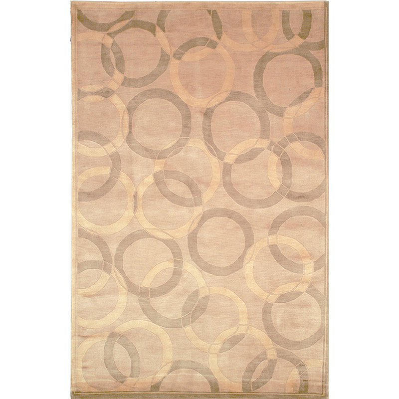 Hand Knotted Wool Pile Geometric Rug in Rust, Rectangle 6' x 9'