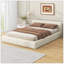 Lit tapissier beige, double-1382015962