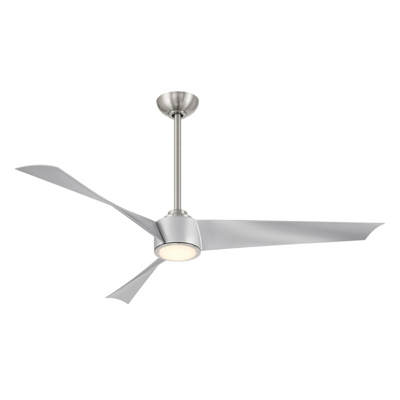 Ventilateur de plafond à DEL Pike, Argent argent, Nickel brossé