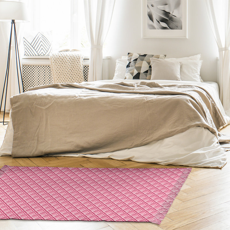 Tapis rose ombré à motif géométrique classique, non