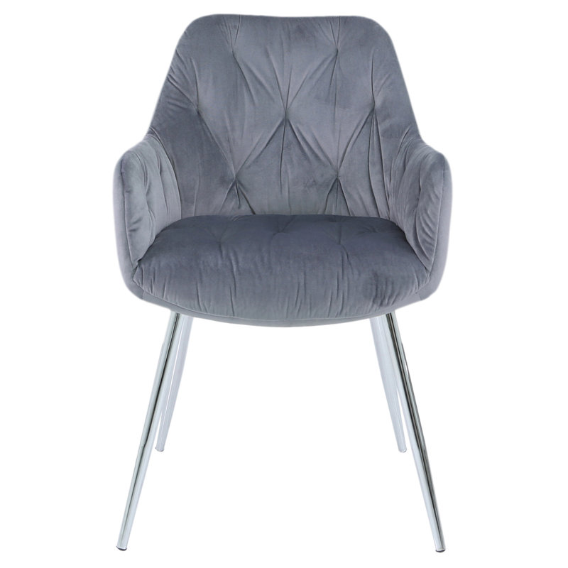 Velvet Office Chair, 53cm Wide Dining Chairs for Living Room Armchairs Office Furniture, Grey