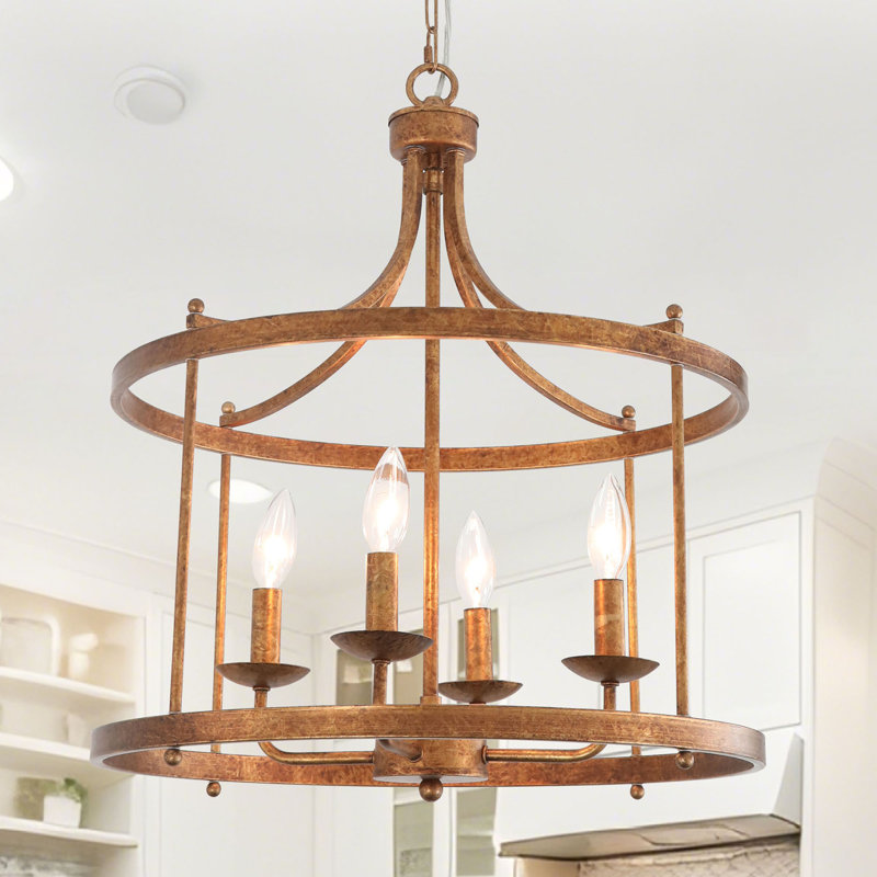 Gold Leaf Brass Lantern 4-light CHandelier