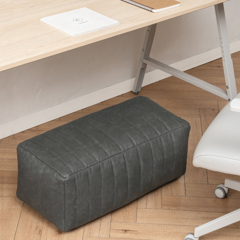 Repose-pieds Adelene Jae Florence - 20 x 12 x 10, Simili cuir, Gris
