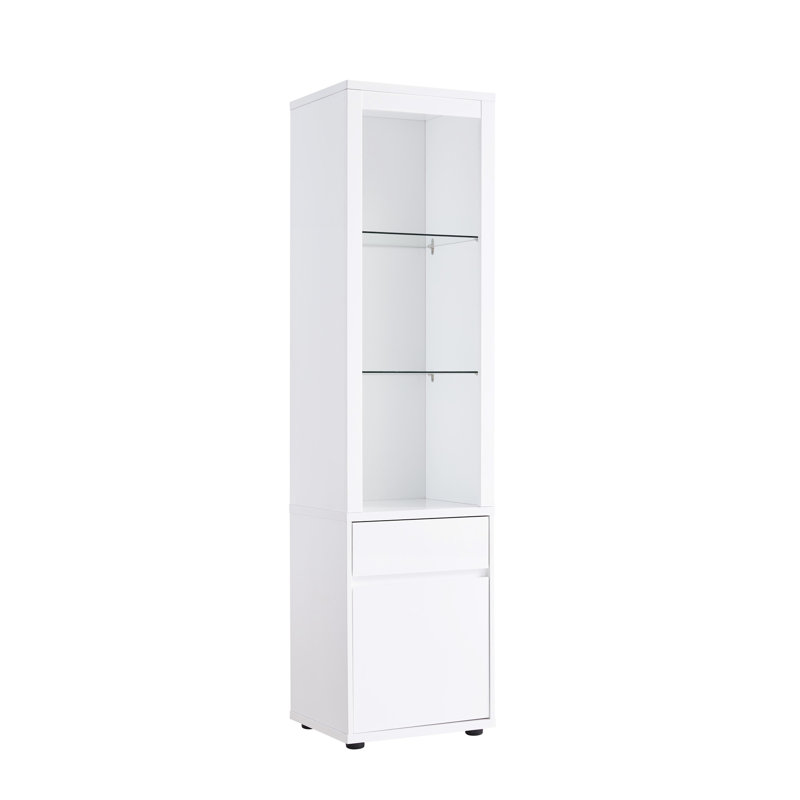 Vitrine blanche avec trois tablettes, une tablette inférieure, deux tablettes et une capacité de poids maximale de 5 lb pour les tiroirs en verre de style moderne: 10 lb