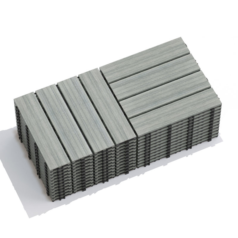 Paquet de tuiles de patio pour terrasse en bois-plastique 22 WPC, Gris clair