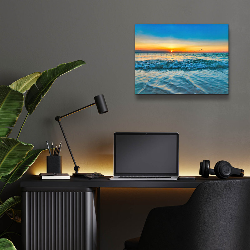 «Calm Aruba Blue» par Mark A Paulda, art mural en verre acrylique, H 12 po x l 16 po
