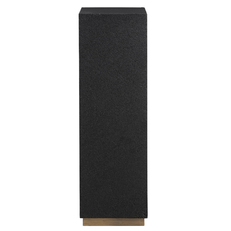 Medium Black Lava Stone Pedestal with Metal Base