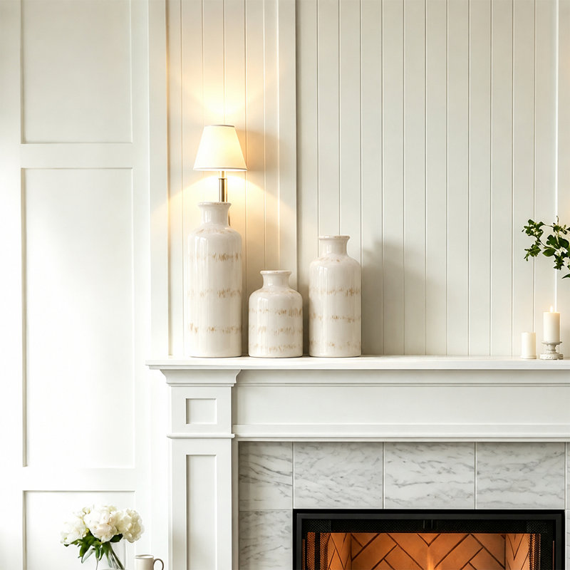 Ensemble de vases en céramique Dalonte, Crème, crème