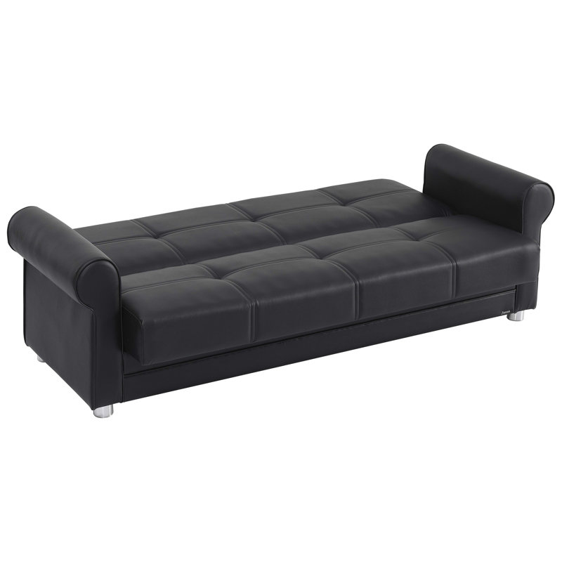 Canapé-lit rembourré convertible avec rangement, Noir