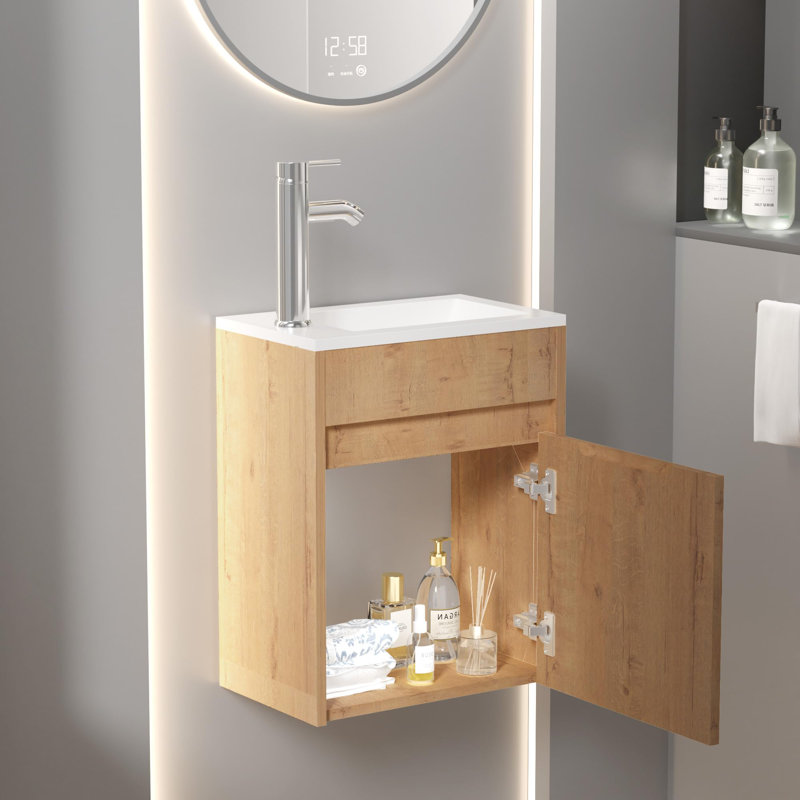 40.5mm Single Bathroom Vanity with Basin, Light Oak